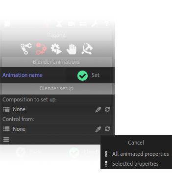 animation blender panel options