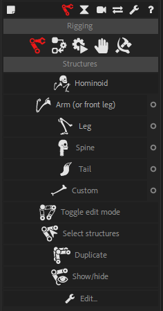 Structures panel (standard)